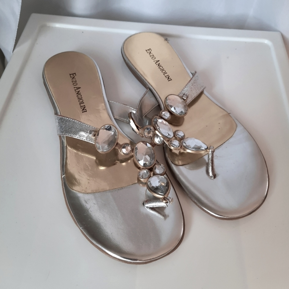 Silver gem sandals - size 7